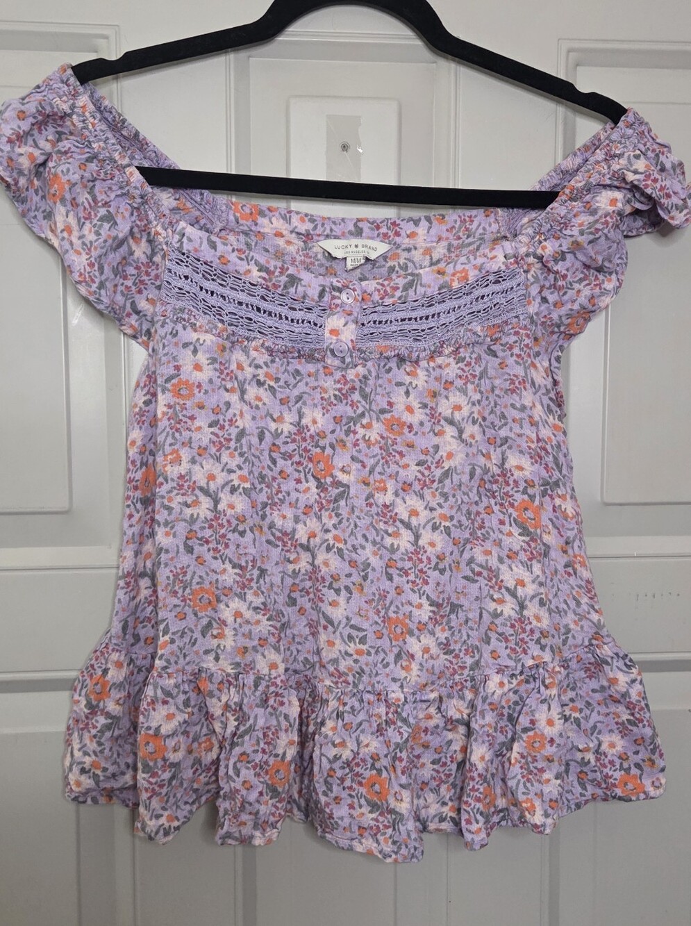 Lucky Brand - Lavender Floral Off-Shoulder Top